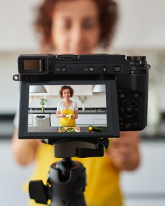 A girl is making a reel for instagram